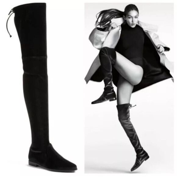 Stuart Weitzman Leggylady Stretch Velvet Over the Knee Thigh High Boots Size 7.5 - Picture 1 of 9